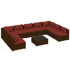 VidaXL 10-tlg. Garten-Lounge-Set Mit Kissen Poly Rattan Braun