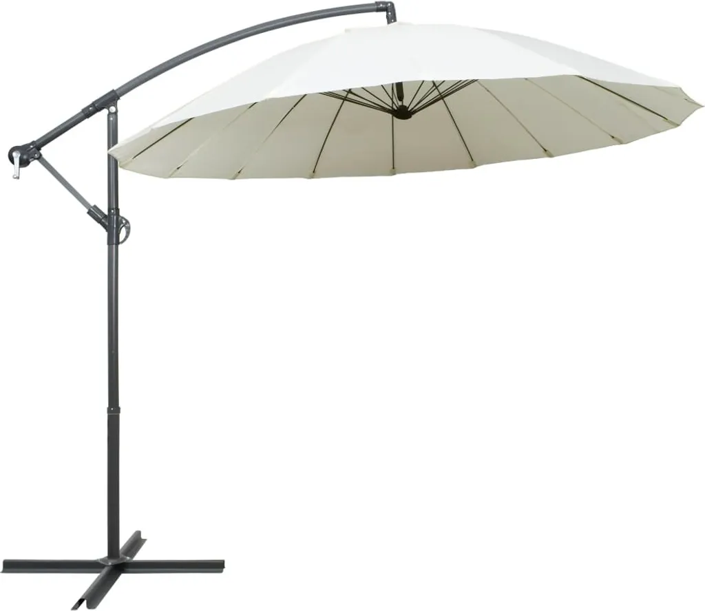 VidaXL Ampelschirm Weiß 3 M Aluminium-Mast 1 VidaXL Ampelschirm Weiß 3 M Aluminium-Mast