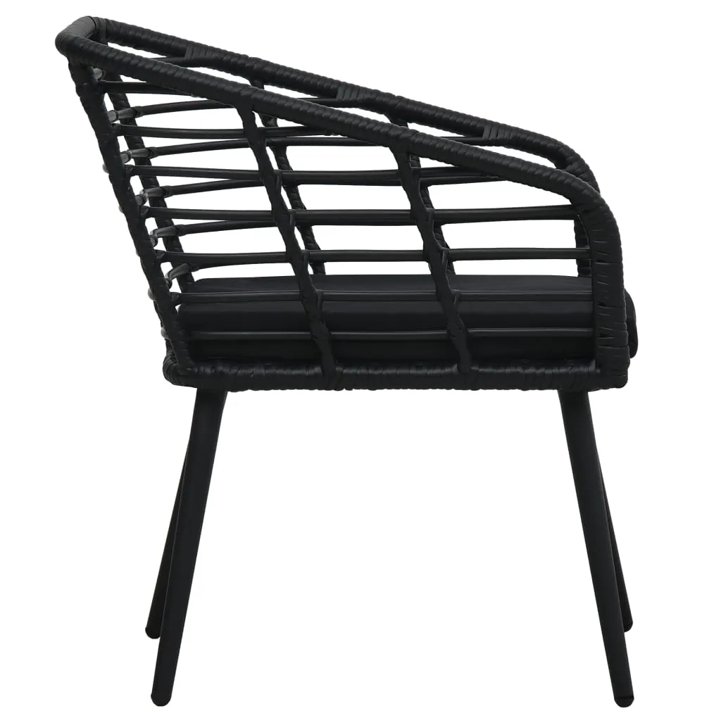 VidaXL Gartenstühle 2 Stk. Mit Auflagen Poly Rattan Schwarz 4 VidaXL Gartenstühle 2 Stk. Mit Auflagen Poly Rattan Schwarz – Bild 4