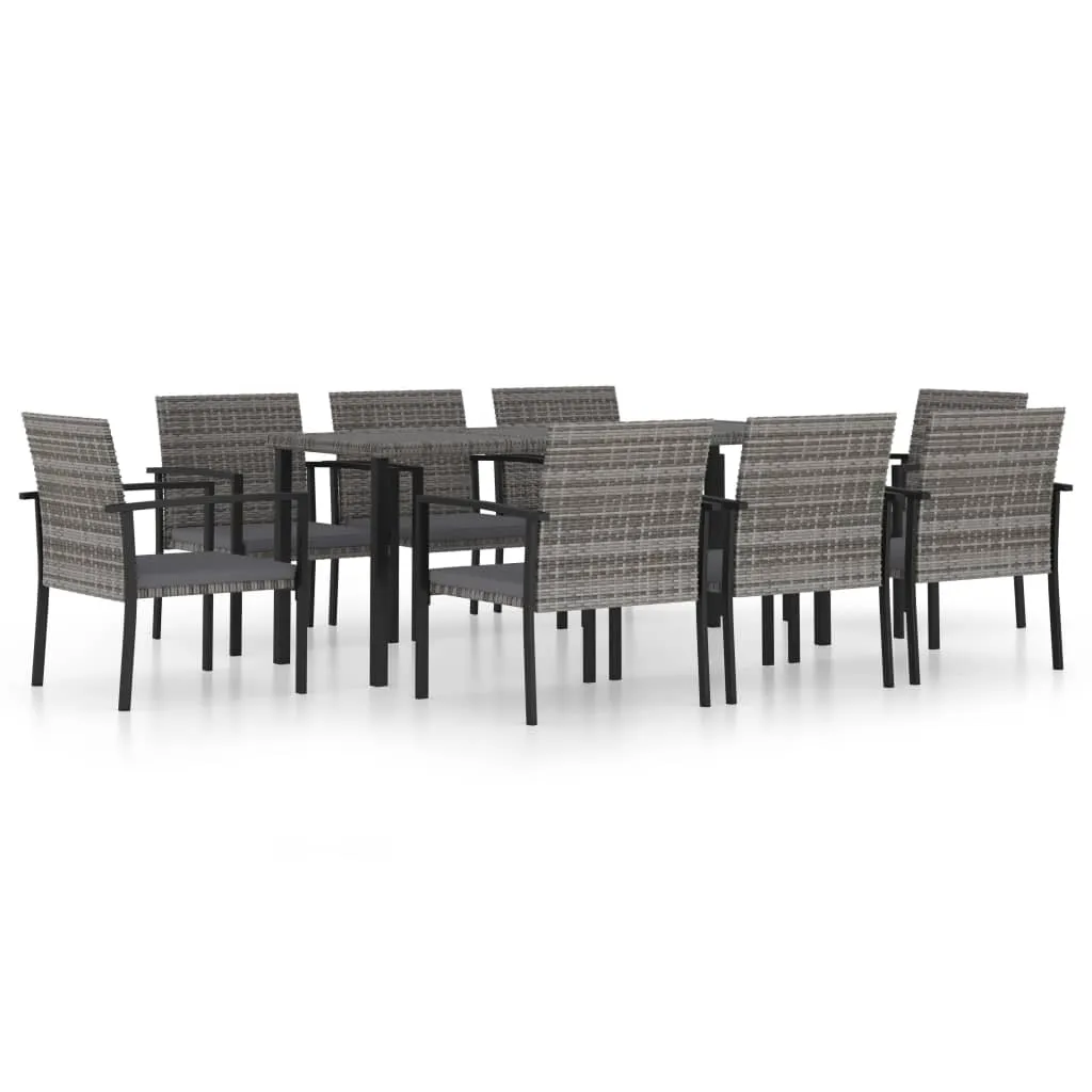 VidaXL 9-tlg. Garten-Essgruppe Poly Rattan Grau 2 VidaXL 9-tlg. Garten-Essgruppe Poly Rattan Grau – Bild 2