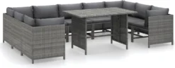 VidaXL 10-tlg. Garten-Lounge-Set Mit Kissen Poly Rattan Grau