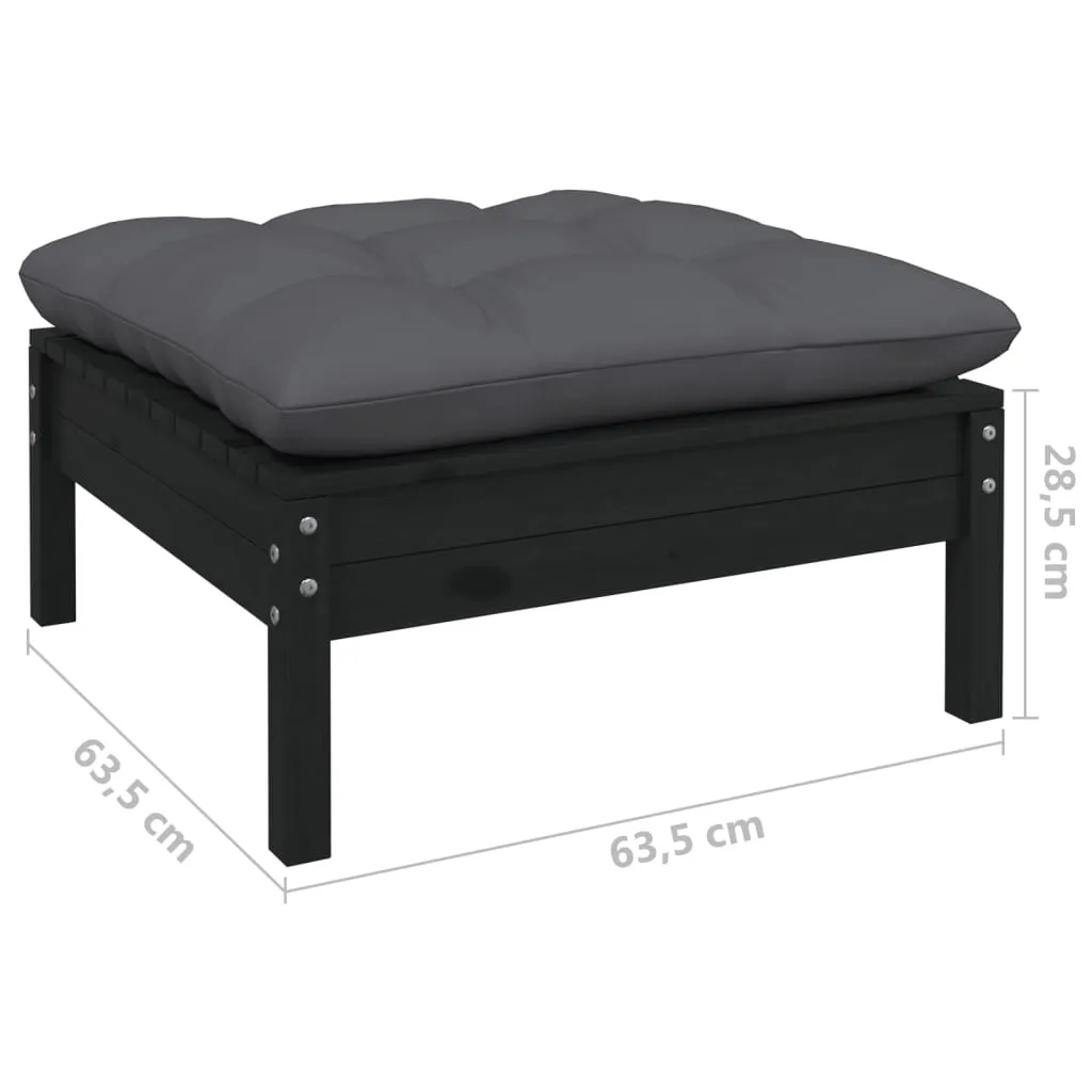 VidaXL 4-tlg. Garten-Lounge-Set Mit Kissen Schwarz Kiefernholz 7 VidaXL 4-tlg. Garten-Lounge-Set Mit Kissen Schwarz Kiefernholz – Bild 7