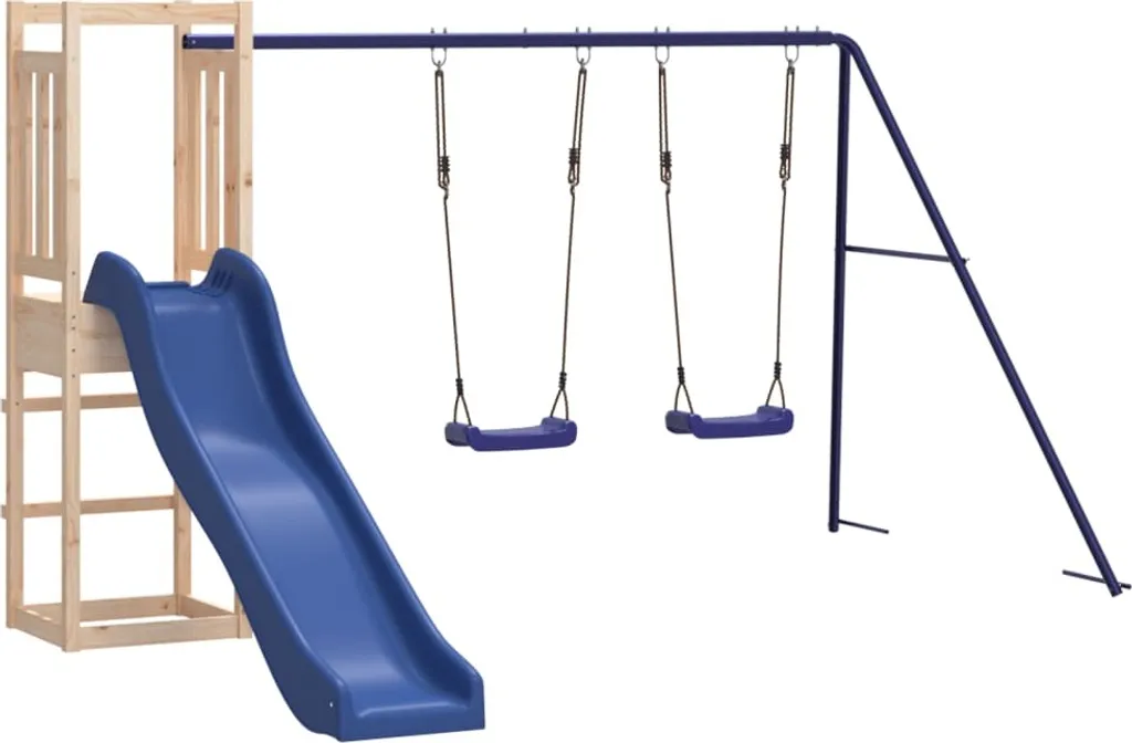 VidaXL Spielturm Mit Rutsche Und Schaukeln Massivholz Kiefer 1 VidaXL Spielturm Mit Rutsche Und Schaukeln Massivholz Kiefer