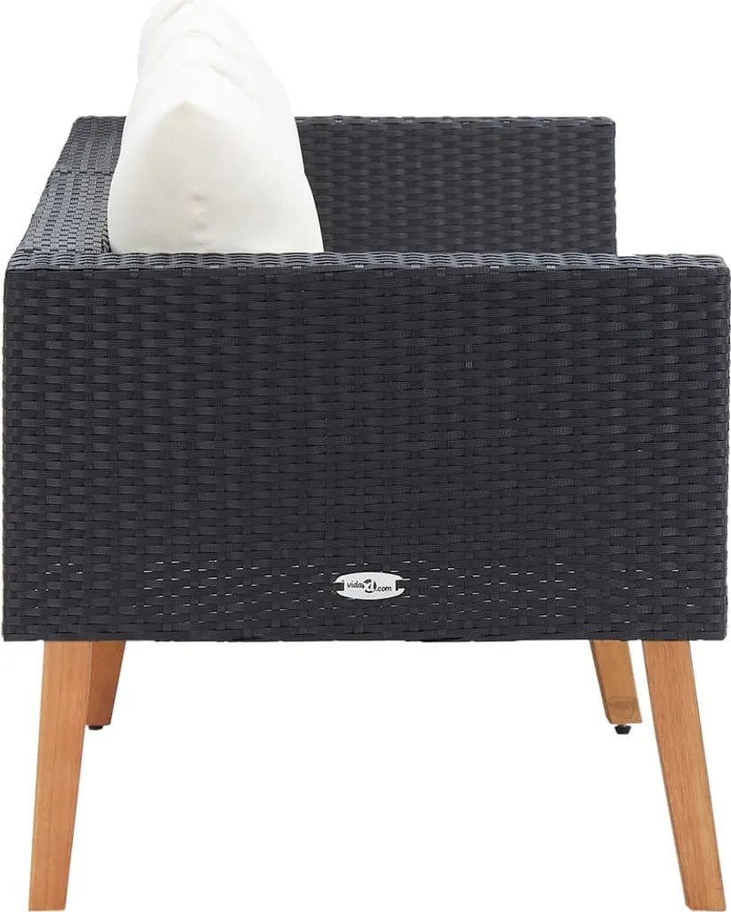 VidaXL 2-Sitzer-Gartensofa Mit Auflagen Poly Rattan Schwarz 3 VidaXL 2-Sitzer-Gartensofa Mit Auflagen Poly Rattan Schwarz – Bild 3